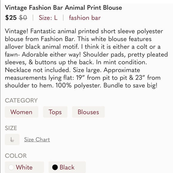 Vintage Fashion Bar Animal Print Blouse - Picture 7 of 7